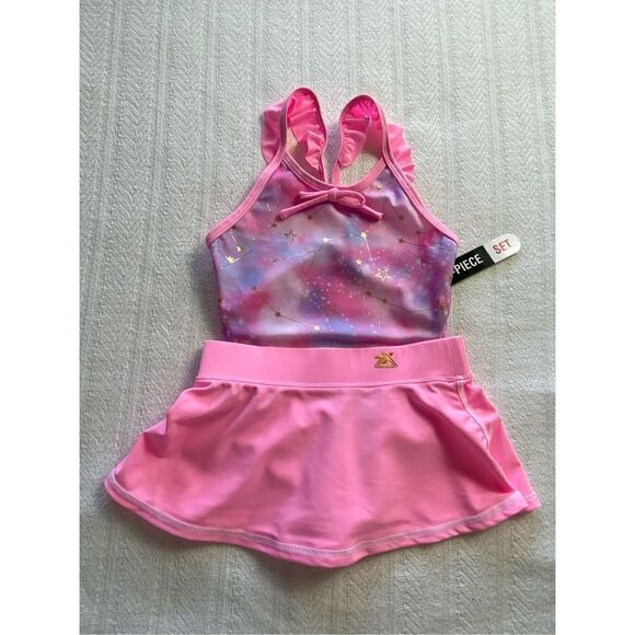 ZEROEXPOSUR Girls Size 4 Shooting Star 1-Piece, Cover-Up Skirt & Goggles Swimsui - Picture 3 of 8